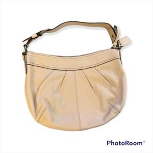 Coach Cream Pebbled Leather Hobo Handbag